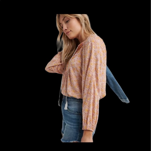 Lucky Brand Women's Mixed Border Print Top s/p - Picture 3 of 5